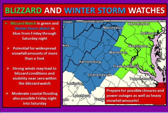 NWS Sterling office issued their first ever Blizzard Watch in anticipation of the storm