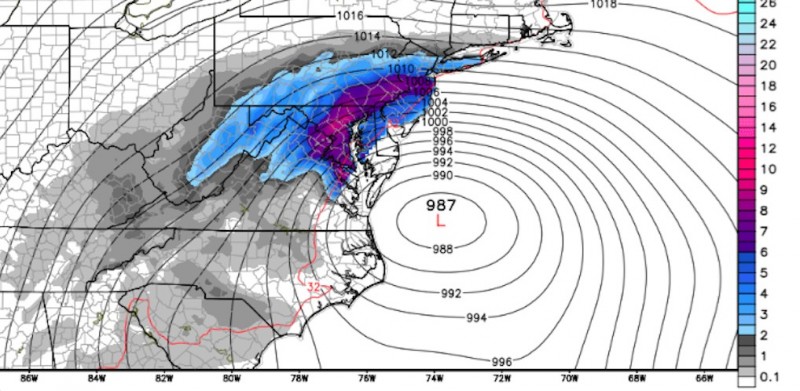 6 hour snowfall accumulation for 8am on 1/23/16