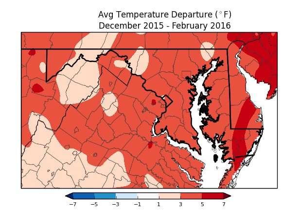 December:Feb Ave Temp Departure