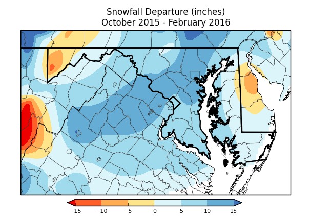 Oct:Feb Snowfall Deptarure