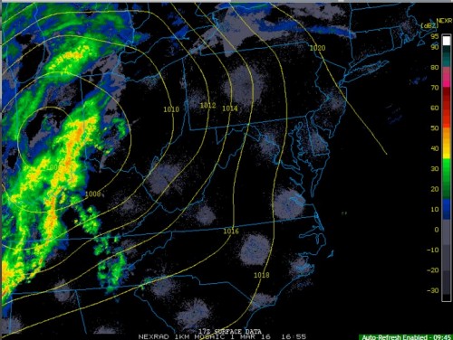 Radar and MSLP at 12:10 PM Tuesday March 1st.