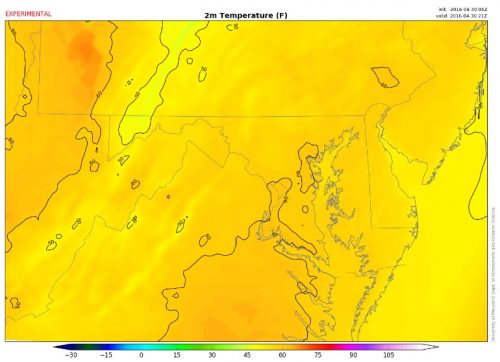 Terp WRF 5pm temperatures