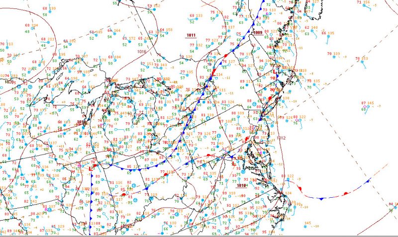 Stalled out frontal boundary over the mid-Atlantic