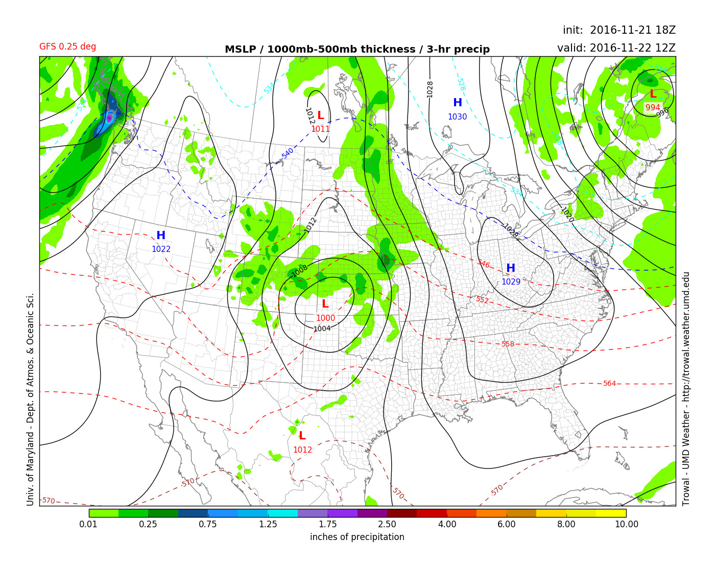 High pressure builds over the area tomorrow afternoon. Via UMD 