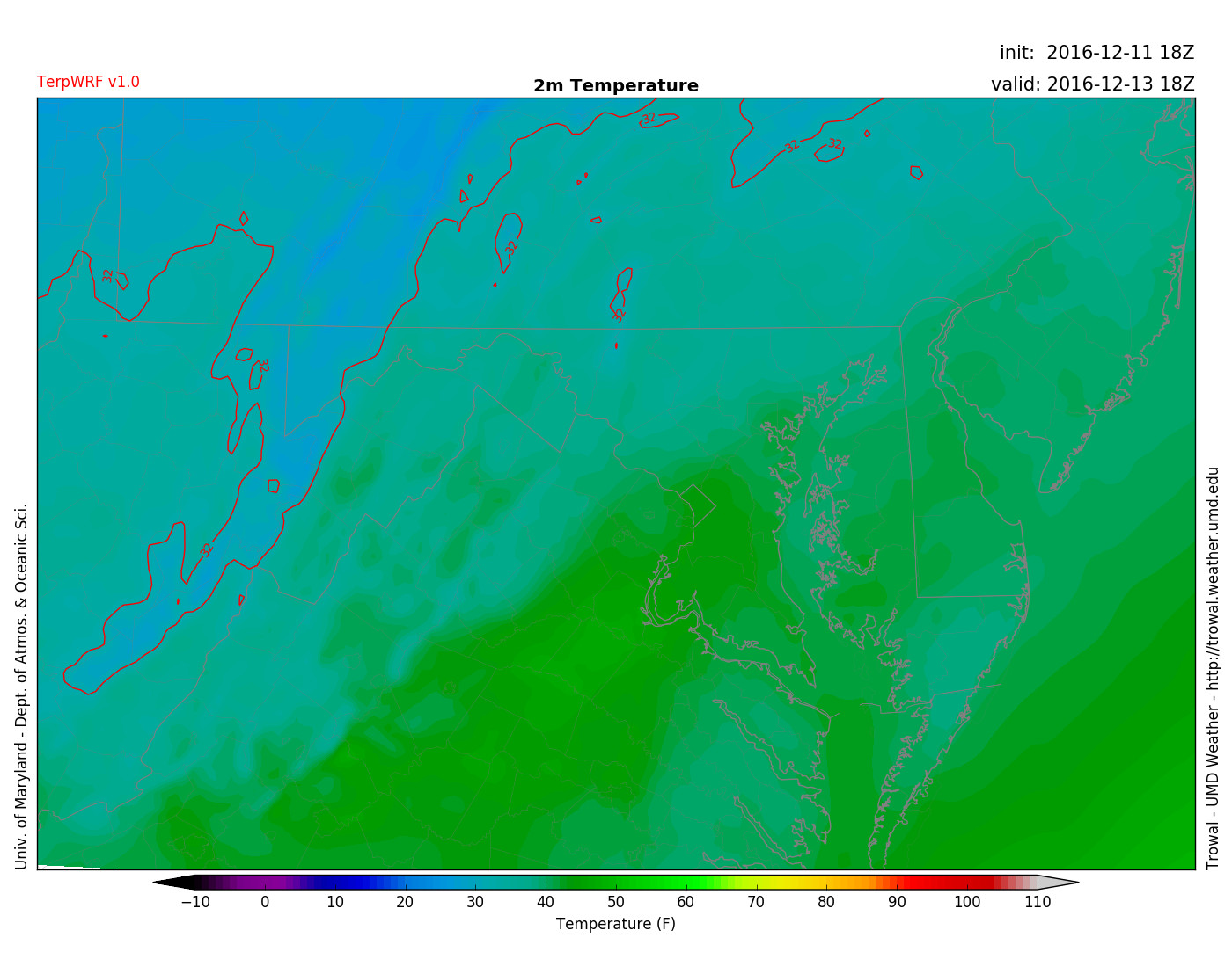 Temperatures return to average for this time of year on Tuesday. (Via UMD Trowal)