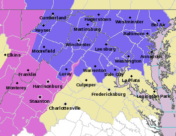 The NWS has issued a Winter Weather Advisory for the counties in purple